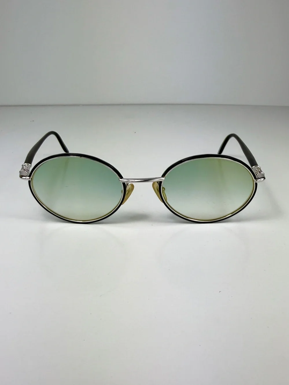 Vintage Christian Dior 2057 79D Sunglasses Custom Teal Mirror Oval 90s Full Set